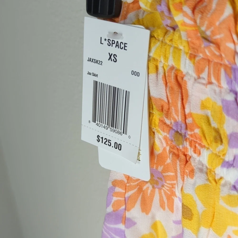 LSpace Oppsie Daisy Skirt Women's XS Floral Orange Golden 2